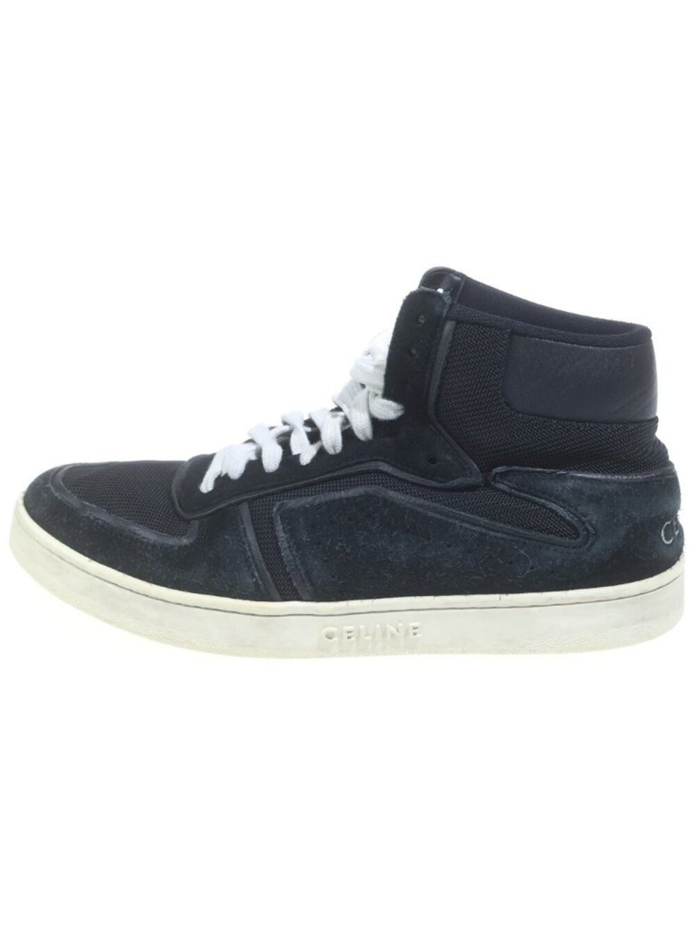 Celine Trainer Suede Mesh Contrast Mid Cut Sneakers Black